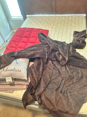 EDDIE BAUER THROW, KING SIZED SHEETS, SLANKET AND THROW PILLOW