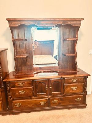 DRESSER WITH MIRROR AND STAND UP DBL DOOR DRESSER