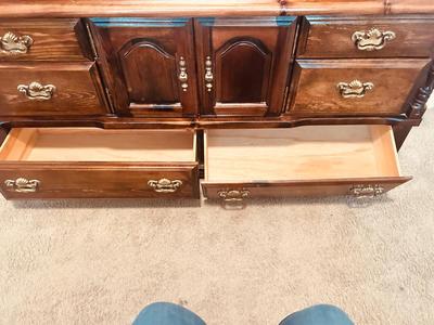 DRESSER WITH MIRROR AND STAND UP DBL DOOR DRESSER