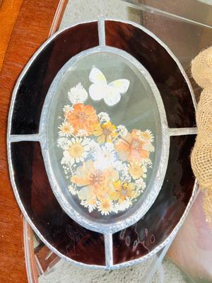SPRING TIME WREATH AND STAINED GLASS WINDOW DECOR