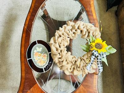 SPRING TIME WREATH AND STAINED GLASS WINDOW DECOR