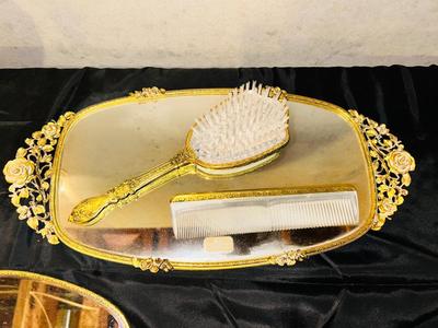 VINTAGE 24K GOLD PLATED DRESSER SET