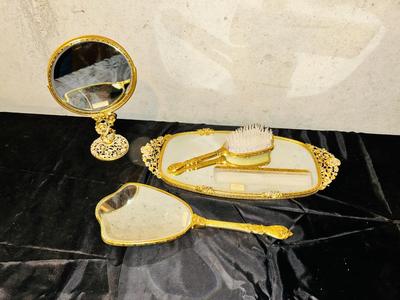 VINTAGE 24K GOLD PLATED DRESSER SET