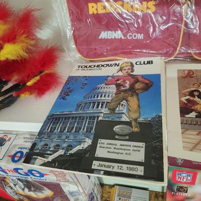Washington Redskins NFL Memorabilia Pins, Joe Gibbs Book, Monopoly, Cooler, Bank, Gym Bag and More