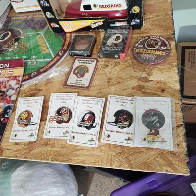 Washington Redskins NFL Memorabilia Pins, Joe Gibbs Book, Monopoly, Cooler, Bank, Gym Bag and More
