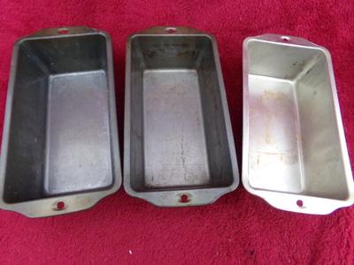 TRIO of bread baking pans. All are steel construction, Smaller size,