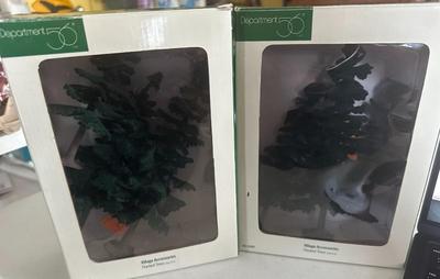 Dept 56 Village Accessories "Flocked Trees" Set of 3 in Box