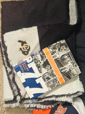 BRONCOS AND CU BUFFS GEAR ALONG WITH A BRONCO BOOK