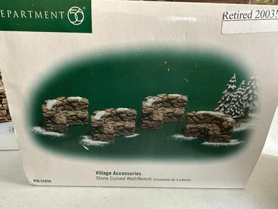 Dept 56 Village Accessories. "Stone Curved Wall/Bench". in Box