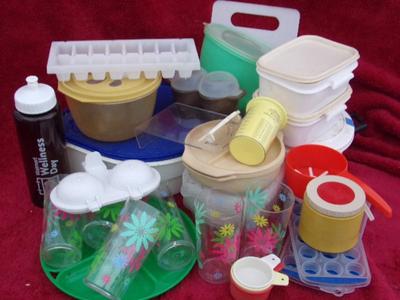 Pile #2 of plastic kitchenware in a big box.