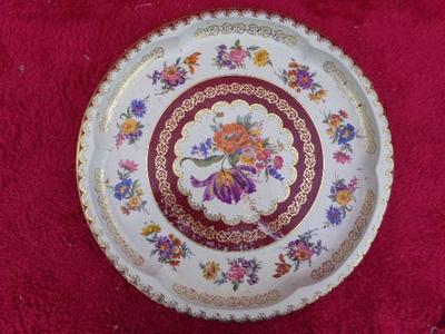 TRIPLETS, 3 metal serving trays, each about 12-1/2" diameter.