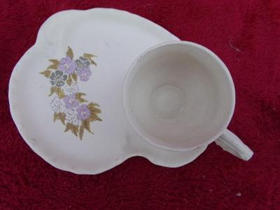 Coffee service single place setting. Non-glazed Ceramic,