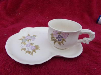Coffee service single place setting. Non-glazed Ceramic,