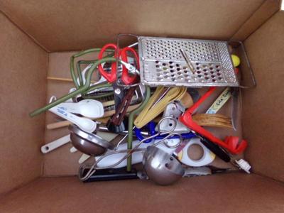 More kitchen tools & utensils in a box.