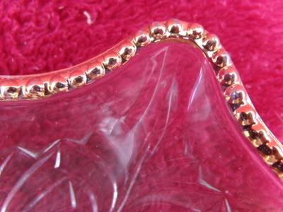 VTG relish server dish. Divided into 6 leaf shaped sections. Gold trim.