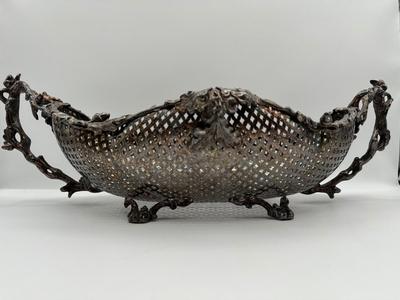 Ornate Reticulated Silverplate Centerpiece Basket