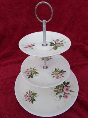 VTG Three tiered serving plate, complete. Goes nicely with item #421