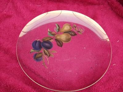 VTG clear glass serving plate, a lovely piece, Iridescent edge trim