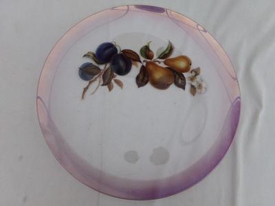 VTG clear glass serving plate, a lovely piece, Iridescent edge trim
