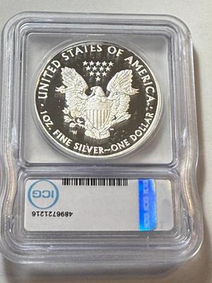 ICG CERTIFIED 2013-W PROOF70 DEEP CAMEO SILVER EAGLE DOLLAR 1-OUNCE .999 COIN AS PICTURED.