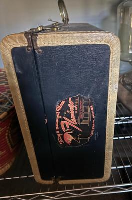 Vintage Lan-C-Air Suitcase with Vintage Flamingo Casino Sticker