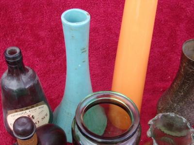 A BOX FULL of vases & decorative bottles. Something for everybody