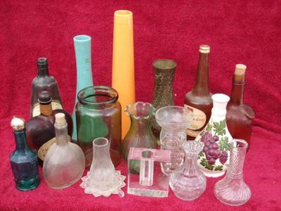 A BOX FULL of vases & decorative bottles. Something for everybody
