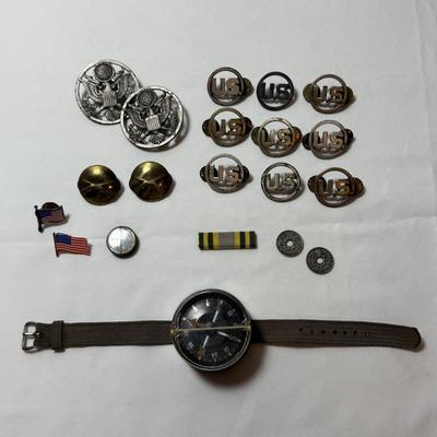 Kalart Co. Wrist Compass plus Pre-WWII Era French Coins & More Militaria (K-HS)