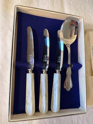 Lot: Gorham Cake Server, Princess House Bowls, Candlestick Holders, Kirk & Matz Cutlery Box (DR)