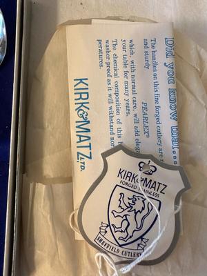Lot: Gorham Cake Server, Princess House Bowls, Candlestick Holders, Kirk & Matz Cutlery Box (DR)