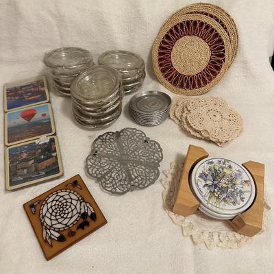 Assorted Lot of Coasters- Glass, Ceramic, Letter "T" , Misc. (DR)