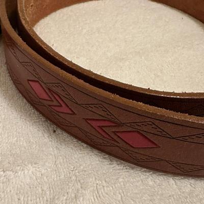 3 Mens Belts, Leather, Western, Beaded, Size 30 (B1)