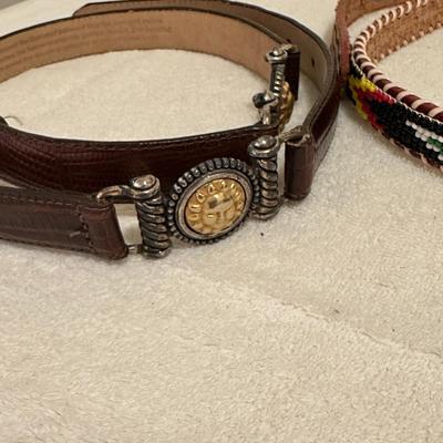 3 Mens Belts, Leather, Western, Beaded, Size 30 (B1)