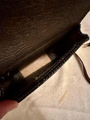 Vintage Mexican Tooled Leather Handbag with Strap (B1)