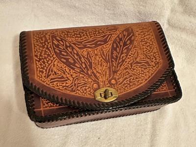 Vintage Mexican Tooled Leather Handbag with Strap (B1)