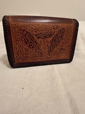 Vintage Mexican Tooled Leather Handbag with Strap (B1)