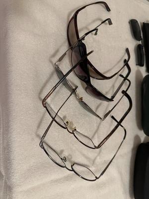 Lot of 6 Mens Prescription Glasses and Sunglasses & 5 Cases