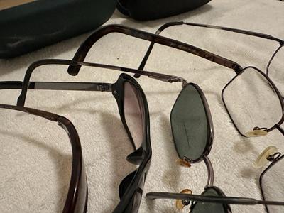 Lot of 6 Mens Prescription Glasses and Sunglasses & 5 Cases