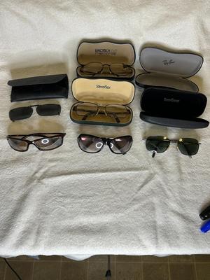 Lot of 6 Mens Prescription Glasses and Sunglasses & 5 Cases
