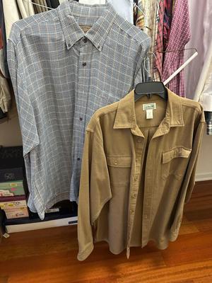 33 Piece Lot Men's Long Sleeve Button Down Plaid and Dress Shirts L & XL