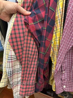 33 Piece Lot Men's Long Sleeve Button Down Plaid and Dress Shirts L & XL