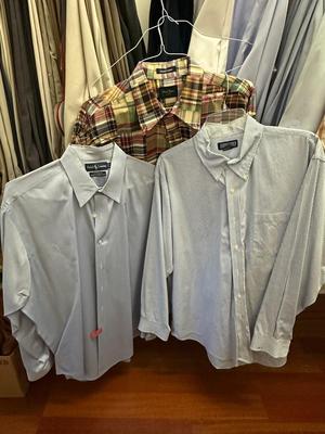 33 Piece Lot Men's Long Sleeve Button Down Plaid and Dress Shirts L & XL