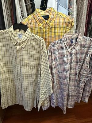 33 Piece Lot Men's Long Sleeve Button Down Plaid and Dress Shirts L & XL