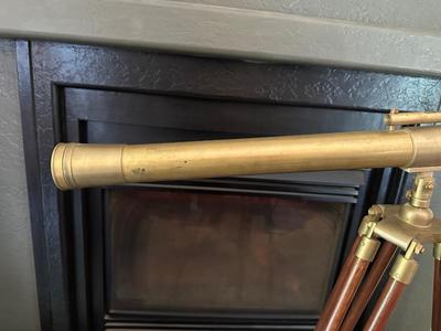 NAUTICAL BRASS ANTIQUE TELESCOPE ON A WOODEN TRIPOD