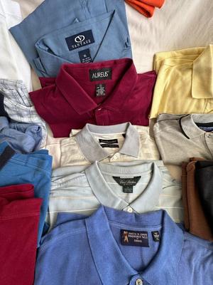 20 Piece Lot Mixed Men's Golf and Polo Shirts, Mostly XL, a Few L