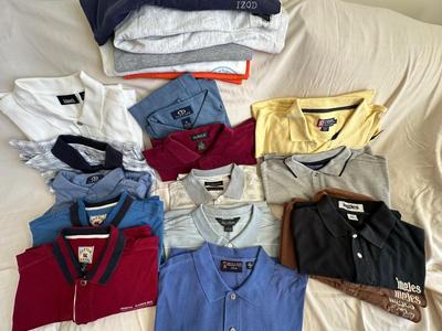 20 Piece Lot Mixed Men's Golf and Polo Shirts, Mostly XL, a Few L
