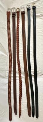 6 Men's Belt Lot, Leather, Sz. 38 (B1)