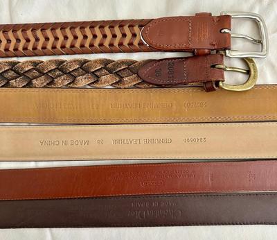 6 Men's Belt Lot, Leather, Sz. 38 (B1)
