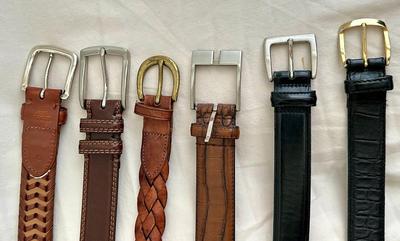 6 Men's Belt Lot, Leather, Sz. 38 (B1)