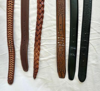 6 Men's Belt Lot, Leather, Sz. 38 (B1)